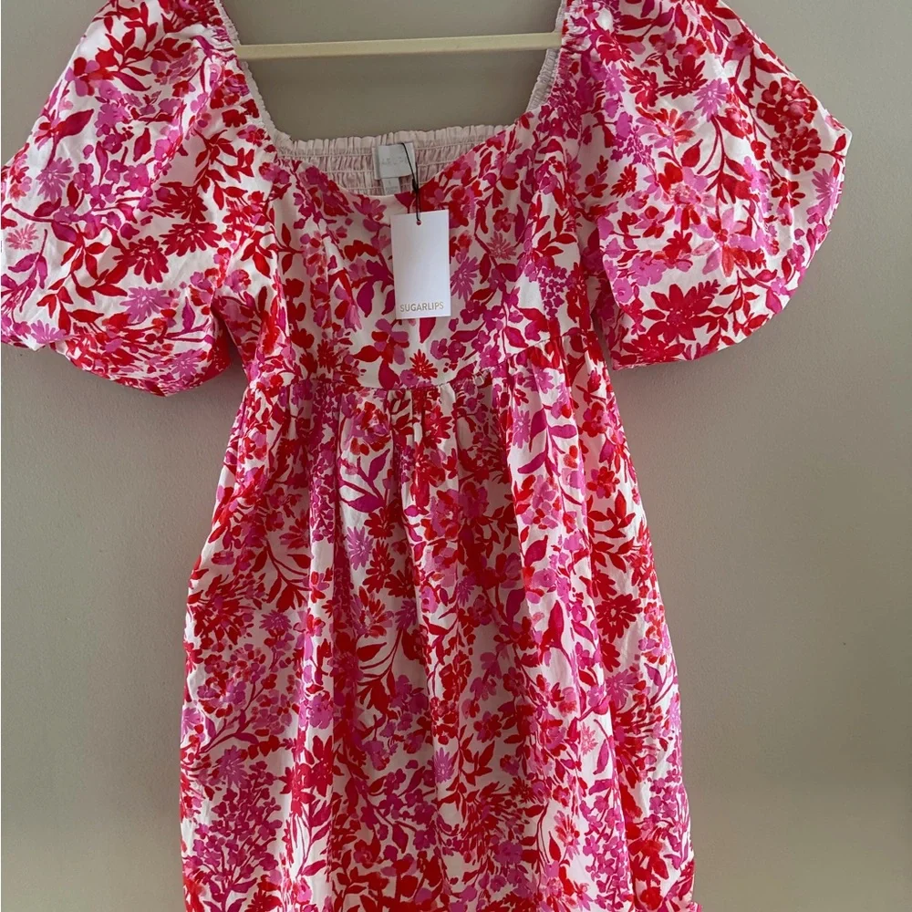 Puff Shoulder Mini Dress - Sugarlips NWT - Picture 9 of 9